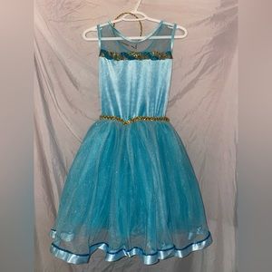 Blue Dance Dress with Gold Sequin